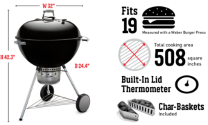 weber original kettle charcoal grill infographic
